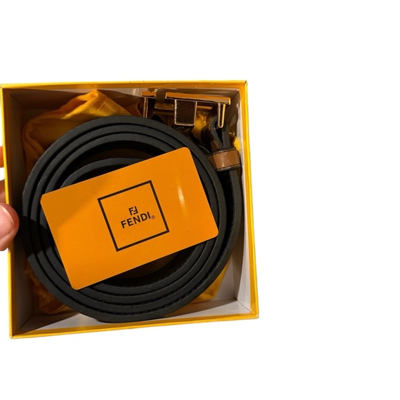 Fendi Reversible Zucca Monogram Leather Belt with Gold FF Buckle Made in Italy - Picture 10 of 13